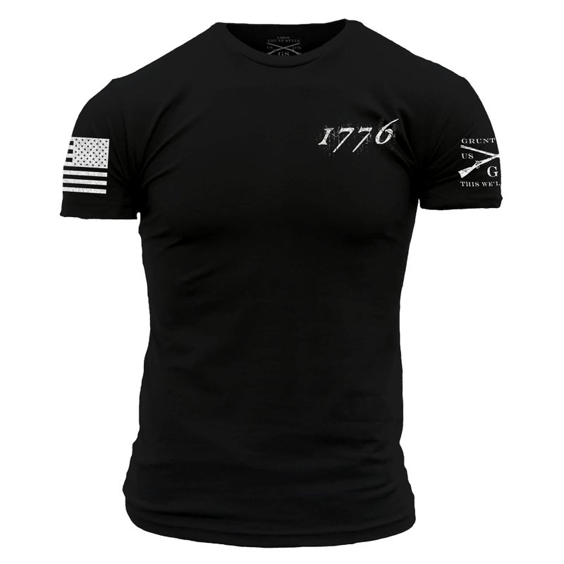 Grunt Style 1776 Flag Men's T-Shirt (Black, XX-Large) - Image 2